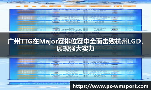 广州TTG在Major赛排位赛中全面击败杭州LGD，展现强大实力