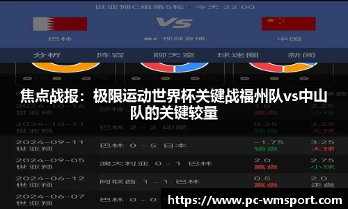 焦点战报：极限运动世界杯关键战福州队vs中山队的关键较量